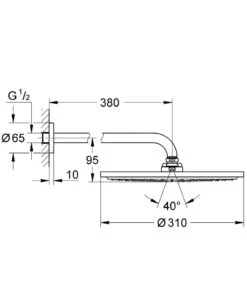 Alternative view of Grohe Rainshower - Cosmopolitan 310 Hoofddouche, 1 Straal, Doucharm 380 Mm, Chroom 26056000