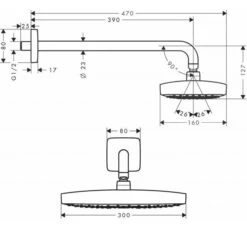 Alternative view of Hansgrohe Raindance Select E - Hoofddouche 300, 2jet, Douchearm 390 Mm, Wit/chroom 27385400