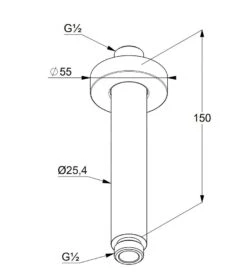 Alternative view of Kludi A-Qa - Douchearm Plafond, 150 Mm, Mat Zwart 6651539-00