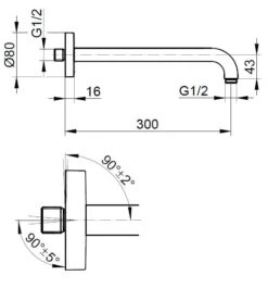 Alternative view of Keuco Elegance - Douchearm, Lengte 300 Mm, Mat Zwart 51688370300
