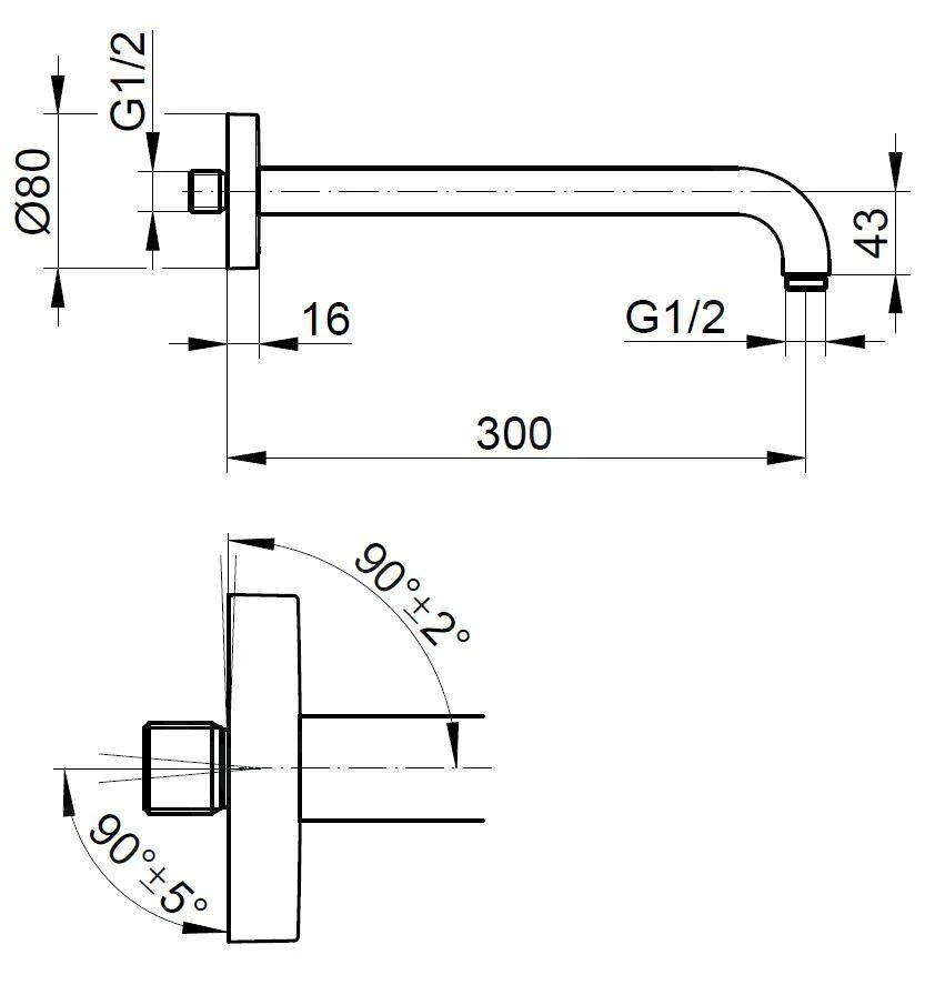 Keuco Elegance - Douchearm, Lengte 300 Mm, Mat Zwart 51688370300 4 Keuco Elegance - Douchearm, Lengte 300 Mm, Mat Zwart 51688370300 - Afbeelding 2