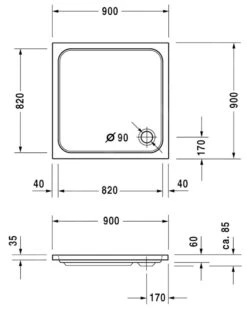 Alternative view of Duravit D-Code - Douchebak 900x900 Mm, Alpine Wit 720102000000000