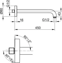 Alternative view of Keuco Elegance - Douchearm, Lengte 450 Mm, Mat Zwart 51688370400