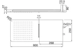 Alternative view of Steinberg 390 - Hoofddouche, 600x250 Mm, 2jets, Roestvrij Staal 390 5662