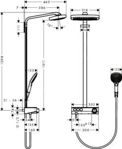 Alternative view of Hansgrohe Raindance Select E - Doucheset Showerpipe 300 Met Shower Tablet Select Thermostaat, 3 Jet, Wit/chroom 27127400