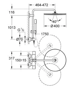 Alternative view of Grohe Rainshower - Regendouchesysteem, Chroom 27174001