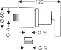 Alternative view of Axor Citterio - Fixfit Slangaansluitknie Met Een Geïntegreerde Stopkraan Met Rechte Greep, Chroom 39882000