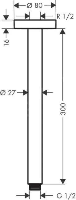 Alternative view of Hansgrohe Toebehoren - Plafondbevestiging S 300 Mm, Gepolijst Goud 27389990