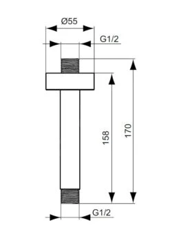 Alternative view of Ideal Standard Idealrain - Douchearm Plafond 150 Mm, Zwart B9446XG