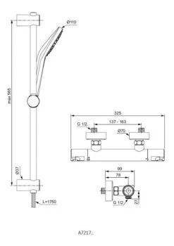 Alternative view of Ideal Standard CeraTherm - T50 Doucheset Met Thermostaat, 3-jets, Chroom A7217AA