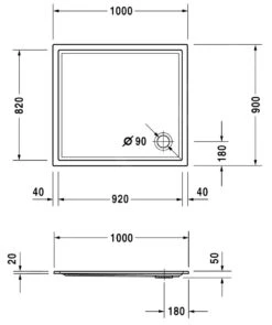 Alternative view of Duravit Starck Slimline - Douchebak 1000x900 Mm, Anti-Slip, Wit 720120000000001