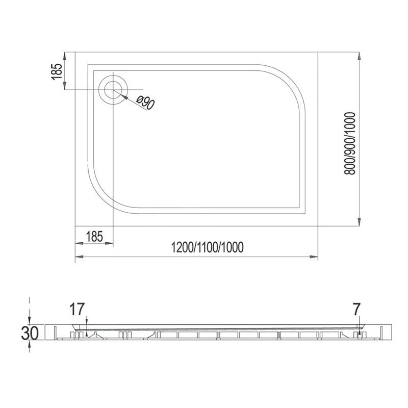 Mereo Douchebakken - Douchebak 1000x900 Mm, Gelcoat, Wit CV79M 4 Mereo Douchebakken - Douchebak 1000x900 Mm, Gelcoat, Wit CV79M - Afbeelding 2