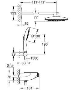 Alternative view of Grohe Rainshower SmartControl - Doucheset Mono Met Inbouwthermostaat, 360 Mm, Chroom 26446000
