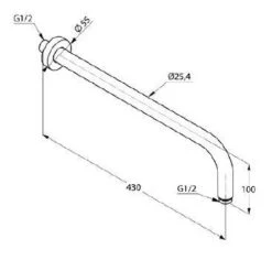 Alternative view of Kludi A-Qa - Douchearm 400 Mm, Chroom/mat Zwart 6651487-00