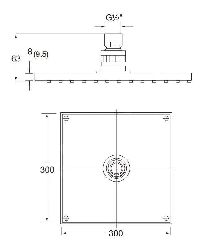 Steinberg 120 - Hoofddouche, 300x300 Mm, Geborsteld Nikkel 120 1686 BN 4 Steinberg 120 - Hoofddouche, 300x300 Mm, Geborsteld Nikkel 120 1686 BN - Afbeelding 2