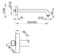 Alternative view of Keuco Edition 300 - Douchearm, Lengte 300 Mm, Mat Zwart 53088370302