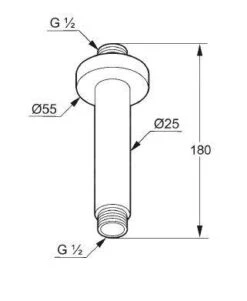 Alternative view of Kludi A-Qa - Douchearm Plafond 150 Mm, Chroom/mat Zwart 6651587-00