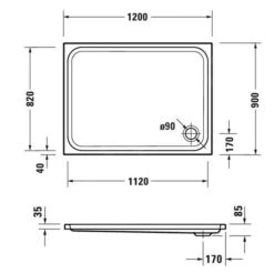 Alternative view of Duravit D-Code - Douchebak 1200x900x85 Mm, Wit 720255000000000