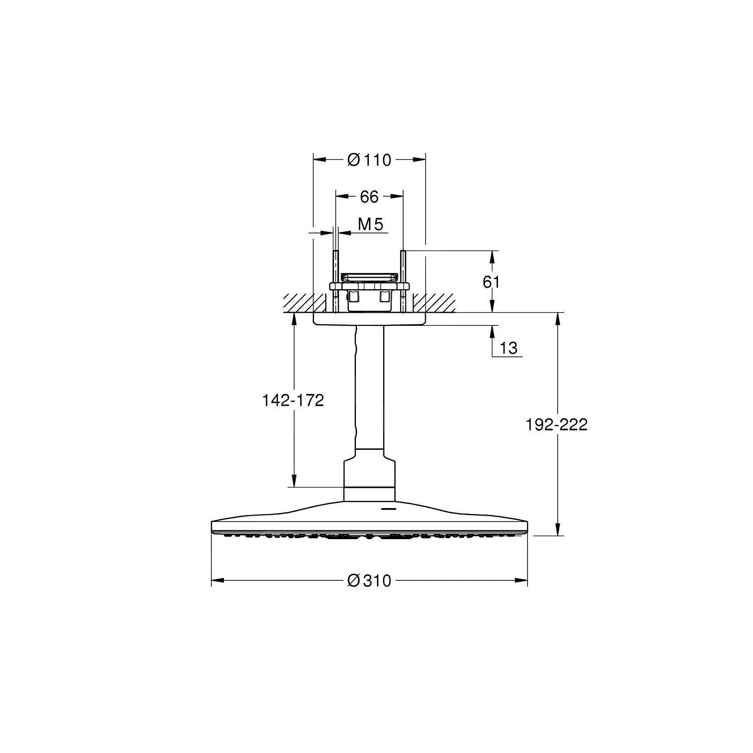 Grohe Rainshower SmartActive - Hoofddouche 310, Douchearm 142 Mm, 2-jets, Geborsteld Cool Sunrise 26477GN0 4 Grohe Rainshower SmartActive - Hoofddouche 310, Douchearm 142 Mm, 2-jets, Geborsteld Cool Sunrise 26477GN0 - Afbeelding 2