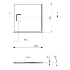 Alternative view of Sapho Acora - Douchebak 900x900 Mm, Gegoten Marmer, Decor Witsteen AC002