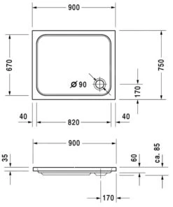 Alternative view of Duravit D-Code - Douchebak 900x750 Mm, Alpine Wit 720104000000000