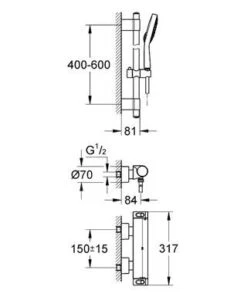 Alternative view of Grohe Grohtherm 2000 - Thermostatische Douchekraan Met Douchegarnituur 60 Cm, Chroom 34281001