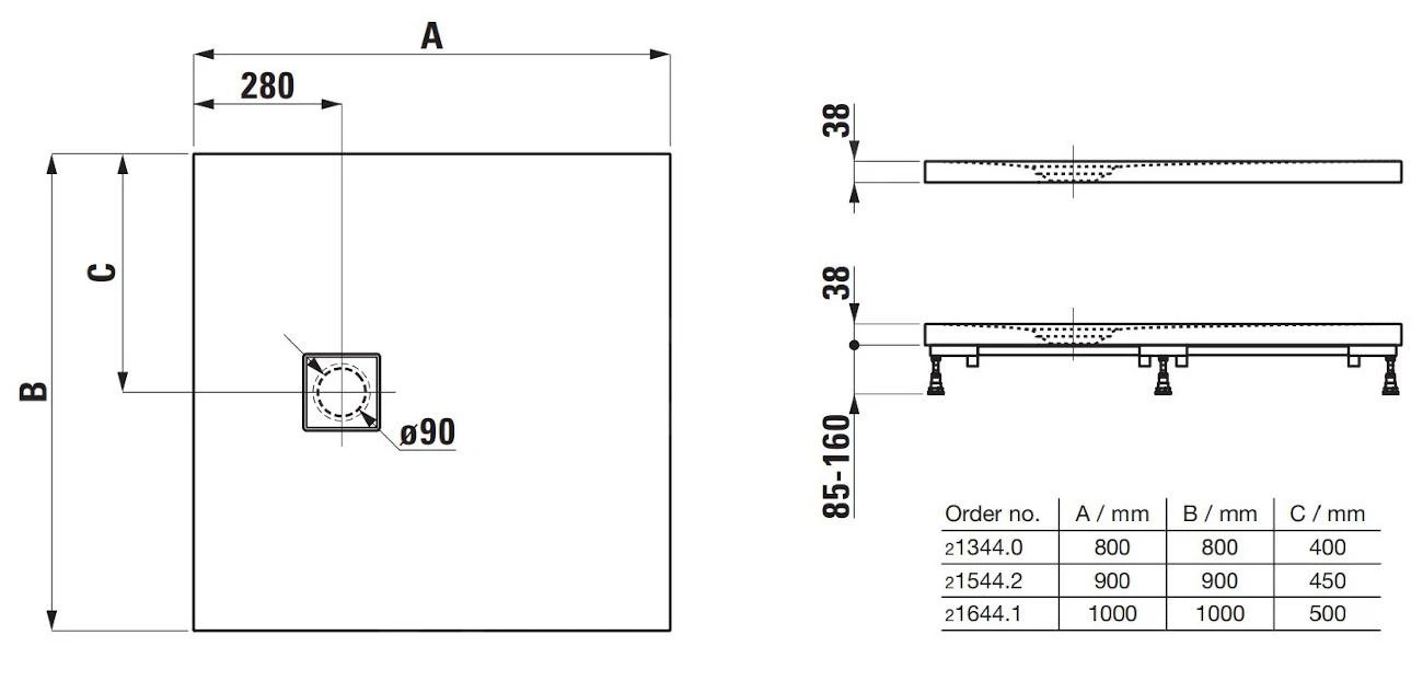 Laufen Solutions - Douchebak 900x900 Mm, Wit H2154420000001 4 Laufen Solutions - Douchebak 900x900 Mm, Wit H2154420000001 - Afbeelding 2