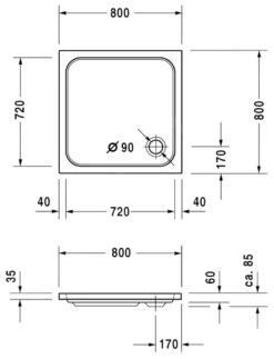 Alternative view of Duravit D-Code - Douchebak 800x800 Mm, Alpine Wit 720101000000000