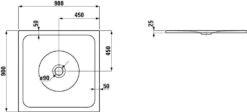 Alternative view of Laufen Indura - Douchebak Met Geluiddempende Pads, 900x900 Mm, Wit H2150710000401