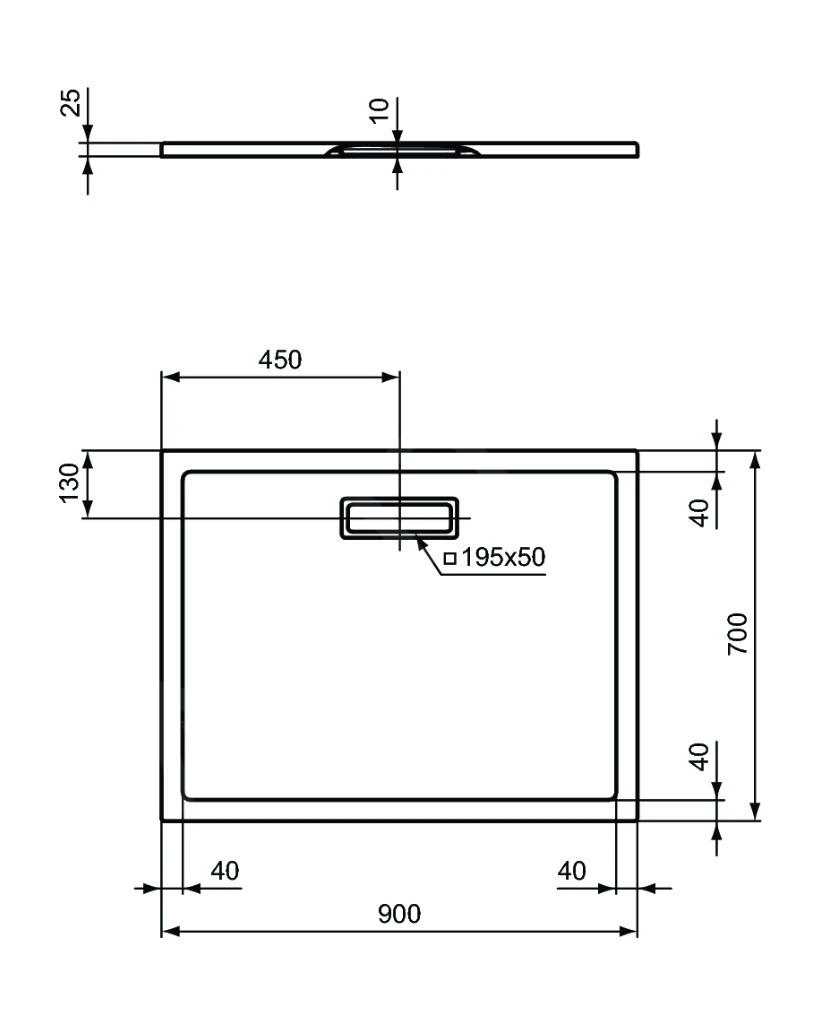 Ideal Standard Ultra Flat New - Douchebak 900x700 Mm, Zwart T4474V3 4 Ideal Standard Ultra Flat New - Douchebak 900x700 Mm, Zwart T4474V3 - Afbeelding 2