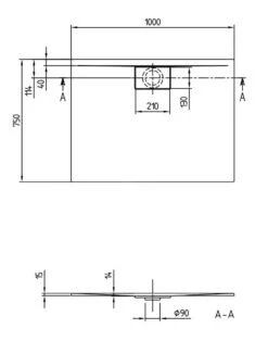 Alternative view of Villeroy & Boch Architectura MetalRim - Douchebak, 750x1000 Mm, VilboGrip, Alpine Wit UDA1075ARA215GV-01