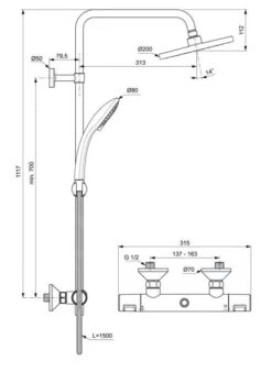 Alternative view of Ideal Standard CeraTherm - Doucheset Met Thermostaat, Diameter 20 Cm, Chroom A7226AA