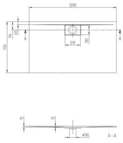 Alternative view of Villeroy & Boch Architectura MetalRim - Douchebak, 700x1200 Mm, VilboGrip, Alpine Wit UDA1270ARA215GV-01