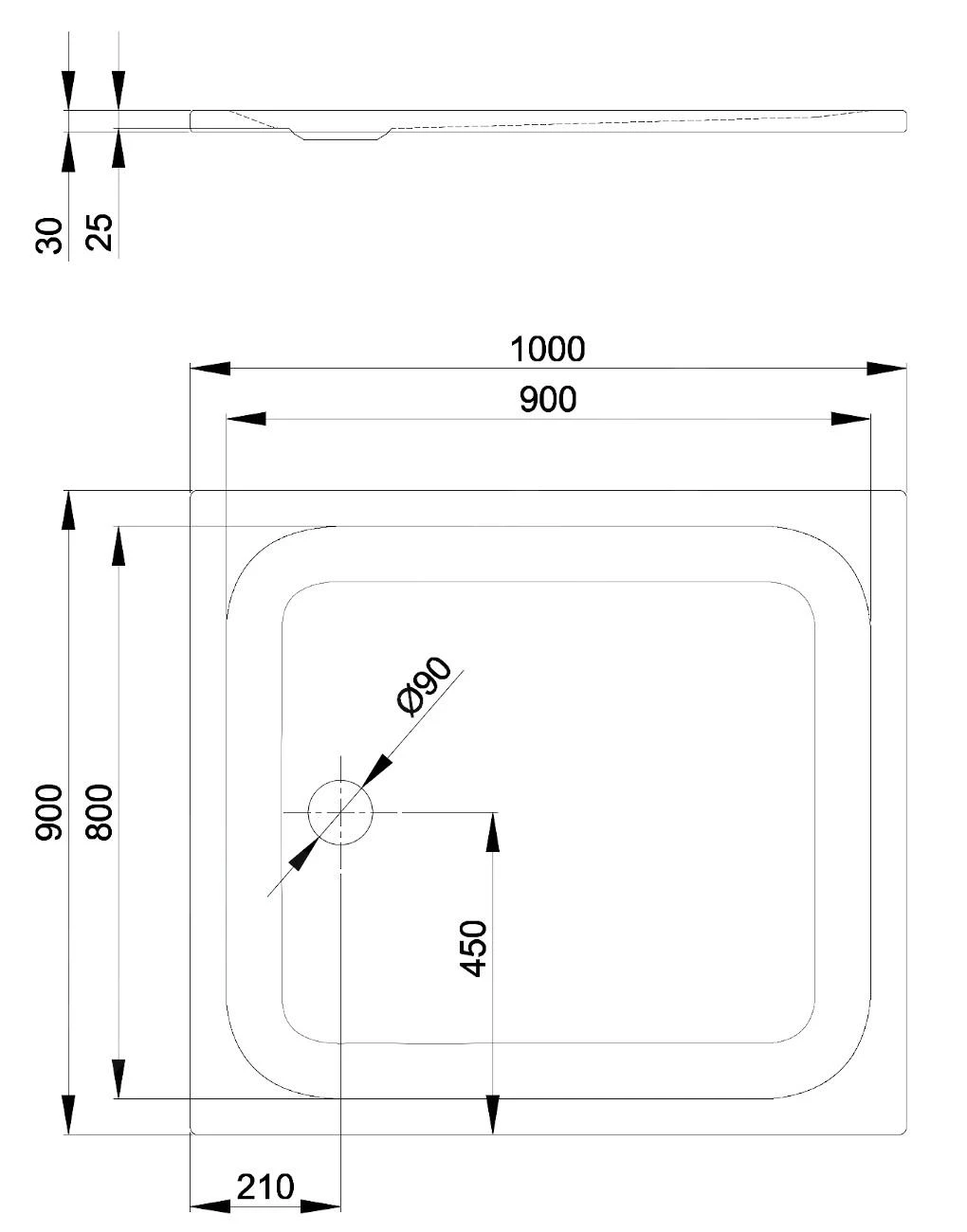 Bette Ultra - Douchebak 1000x900 Mm, Anti-Slip, Wit 1660-000AR 4 Bette Ultra - Douchebak 1000x900 Mm, Anti-Slip, Wit 1660-000AR - Afbeelding 2