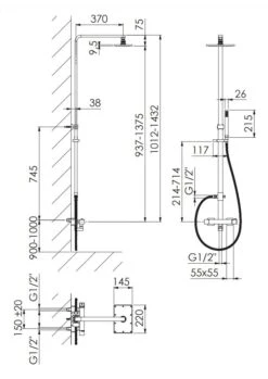 Alternative view of Steinberg 160 - Doucheset Met Thermostaat, 145x220 Mm, Mat Zwart 160 2721 S