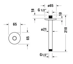 Alternative view of Duravit Toebehoren - Douchearm Plafond, 200 Mm, Mat Zwart UV0670025046