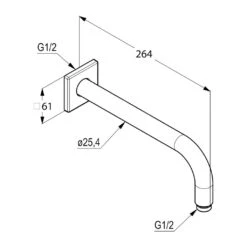 Alternative view of Kludi A-Qa - Douchearm 250 Mm ,chroom 6653305-00
