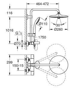 Alternative view of Grohe Vitalio Joy - Doucheset 260 Met Badthermostaat, 3-jets, Chroom 27860001