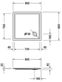 Alternative view of Duravit Starck Slimline - Douchebak 800x800 Mm, Antislip, Wit 720114000000001