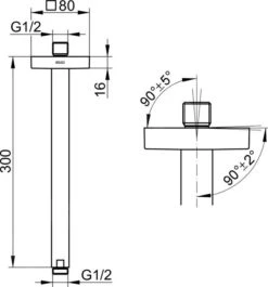 Alternative view of Keuco Edition 300 - Douchearm Voor Plafond Aansluiting, Lengte 300 Mm, Mat Zwart 53089370302