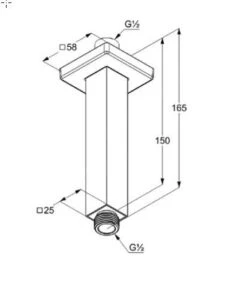Alternative view of Kludi A-Qa - Plafondarm, 150 Mm, Chroom 6654505-00