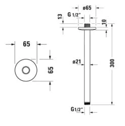 Alternative view of Duravit Toebehoren - Douchearm Plafond, 300 Mm, Mat Zwart UV0670026046