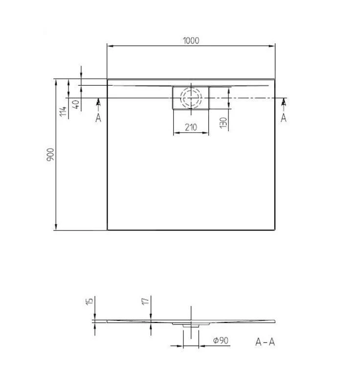 Villeroy & Boch Architectura MetalRim - Douchebak, 900x1000 Mm, Stone White UDA1090ARA215V-RW 4 Villeroy & Boch Architectura MetalRim - Douchebak, 900x1000 Mm, Stone White UDA1090ARA215V-RW - Afbeelding 2