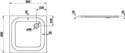 Alternative view of Laufen Platina - Douchebak 800x800 Mm, Met Geluidsisolatie, Antislip, Wit H2150016000401