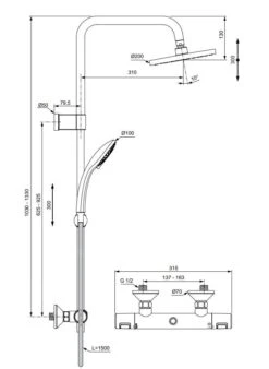 Alternative view of Ideal Standard CeraTherm - Doucheset Met Thermostaat, 300x200 Mm, 3jets, Chroom A7701AA