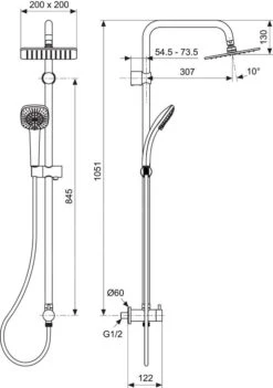 Alternative view of Ideal Standard Idealrain Cube - Doucheset 200, 1jet, Chroom A5834AA