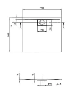 Alternative view of Villeroy & Boch Architectura MetalRim - Douchebak, 800x900 Mm, VilboGrip, Alpine Wit UDA9080ARA215GV-01