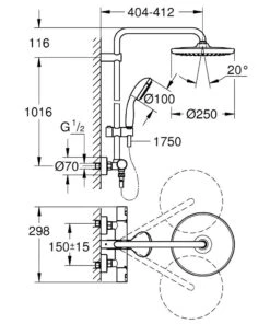 Alternative view of Grohe Vitalio Start - Doucheset 250 Met Thermostaat, 1-jet, Mat Zwart 266772430