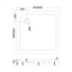 Alternative view of Mereo Douchebakken - Douchebak 800x800 Mm, Wit CV41H