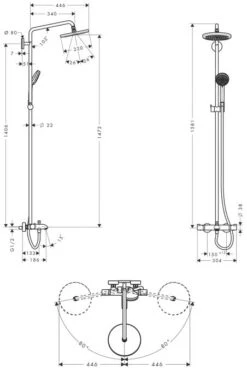Alternative view of Hansgrohe Croma 220 - Doucheset Showerpipe Met Thermostaat, 220 Mm, 1 Jet, Chroom 27223000